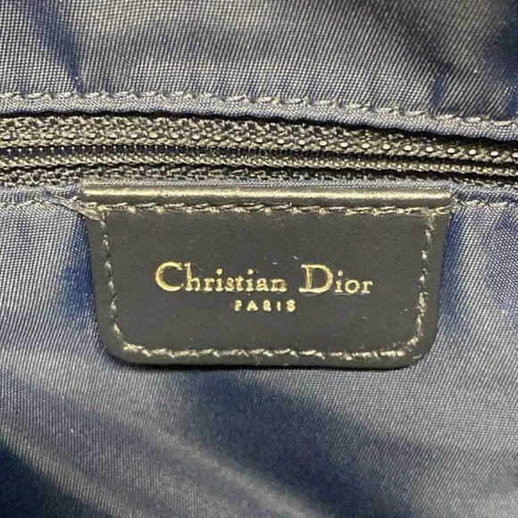 Auth DIOR/ChristianDior Double Saddle Bag - Cream Black Navy Jacquard Leather - Picture 11 of 16